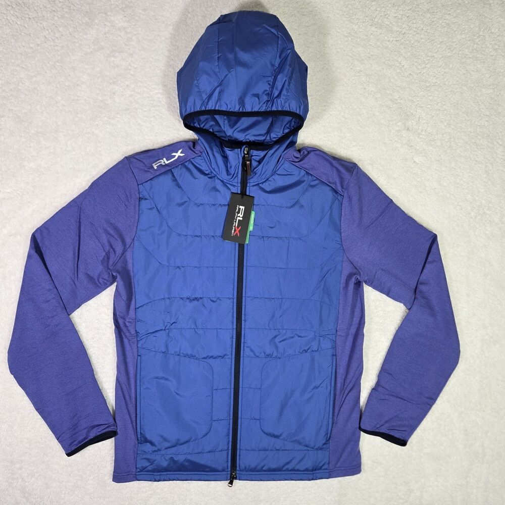 NEW RLX Ralph Lauren Hybrid Wool Hooded Golf Quilted Jacket Mens Medium $268 M